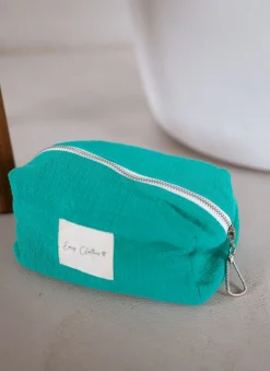 Sacs & Pochettes-EASY-CLOTHES Pochette Easy Clothes CREATION - bleu émeraude en lin Bleu émeraude en lin       