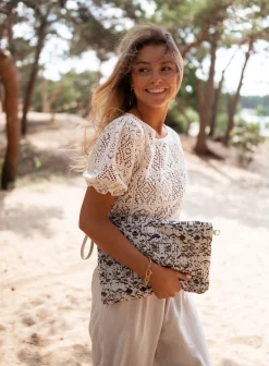 Sacs & Pochettes-EASY-CLOTHES Pochette Evka - écrue et noireEasy Clothes Écrue et noire       