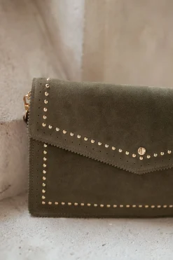 Sacs & Pochettes-EASY-CLOTHES Pochette Jiani - kaki en cuirEasy Clothes Kaki en cuir       