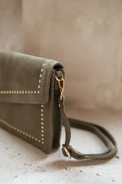 Sacs & Pochettes-EASY-CLOTHES Pochette Jiani - kaki en cuirEasy Clothes Kaki en cuir       