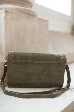 Sacs & Pochettes-EASY-CLOTHES Pochette Jiani - kaki en cuirEasy Clothes Kaki en cuir       