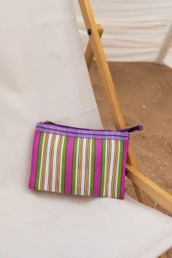 Sacs & Pochettes-EASY-CLOTHES Pochette Taylor à lignes verte | Pochette lignée | Prêt-à-porter en ligne | Easy Clothes Verte       