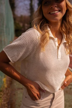 Chemisiers & Blouses-EASY-CLOTHES Polo Laurane - écruEasy Clothes Écru       