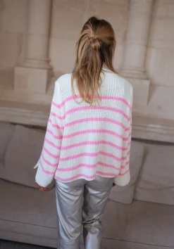 Pulls & Gilets-EASY-CLOTHES Pull Abba - écru et roseEasy Clothes Écru et rose       