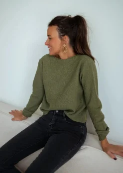 Pulls & Gilets-EASY-CLOTHES Pull Alma - Kaki - Doux - Vêtements Tendances FemmeEasy Clothes Kaki       