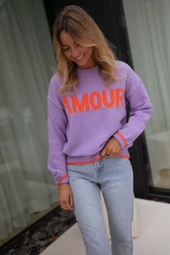 Pulls & Gilets-EASY-CLOTHES Pull Amoura - mauveEasy Clothes Mauve       