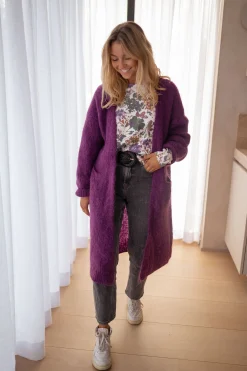 Pulls & Gilets-EASY-CLOTHES Pull Anna - mauve à fleursEasy Clothes Mauve à fleurs       