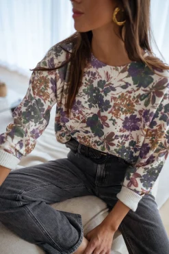 Pulls & Gilets-EASY-CLOTHES Pull Anna - mauve à fleursEasy Clothes Mauve à fleurs       