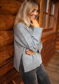 Pulls & Gilets-EASY-CLOTHES Pull Aubin - Gris - Col Montant - DouxEasy Clothes Gris