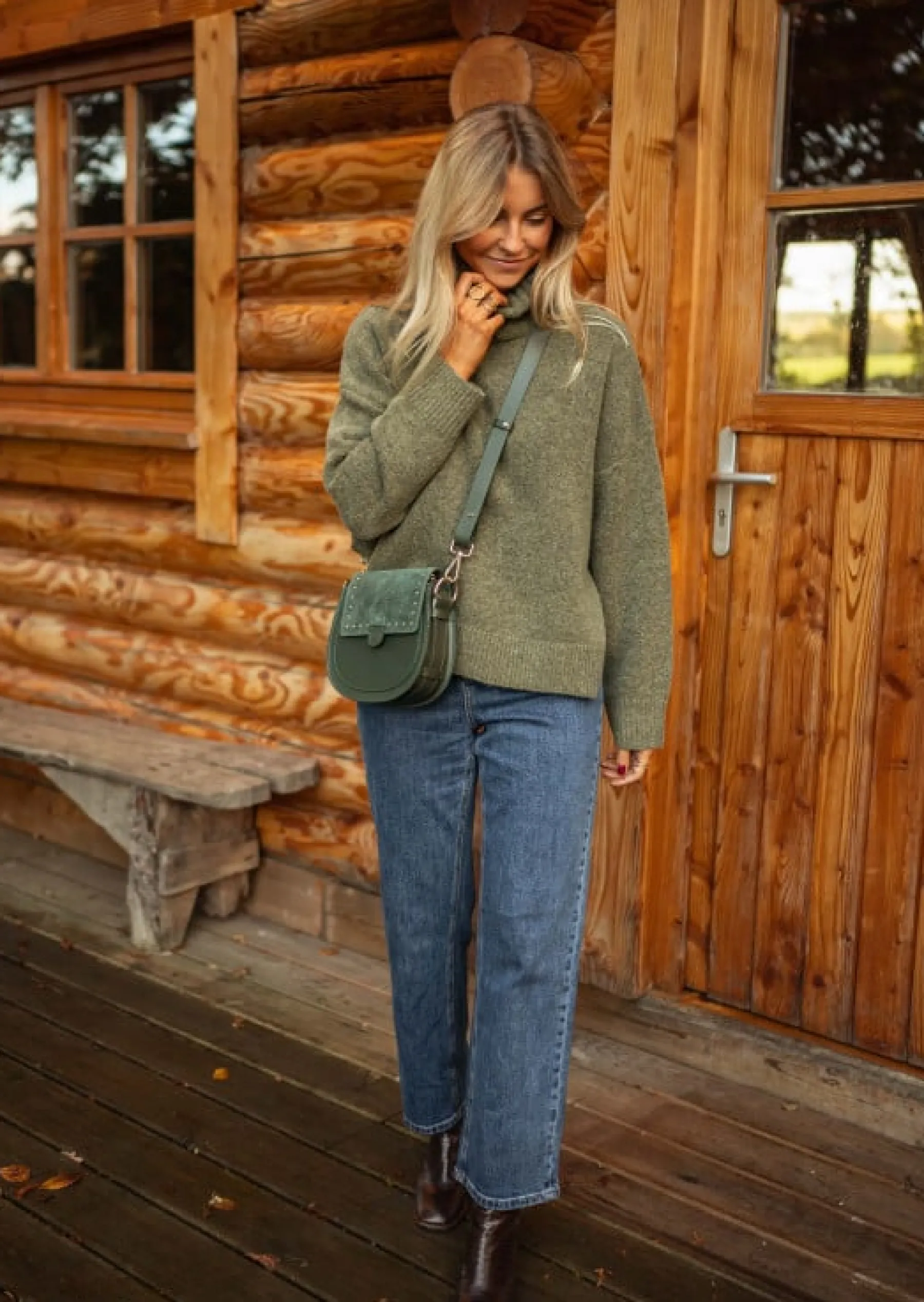 Pulls & Gilets-EASY-CLOTHES Pull Aubin - Kaki - Col Montant - DouxEasy Clothes Kaki