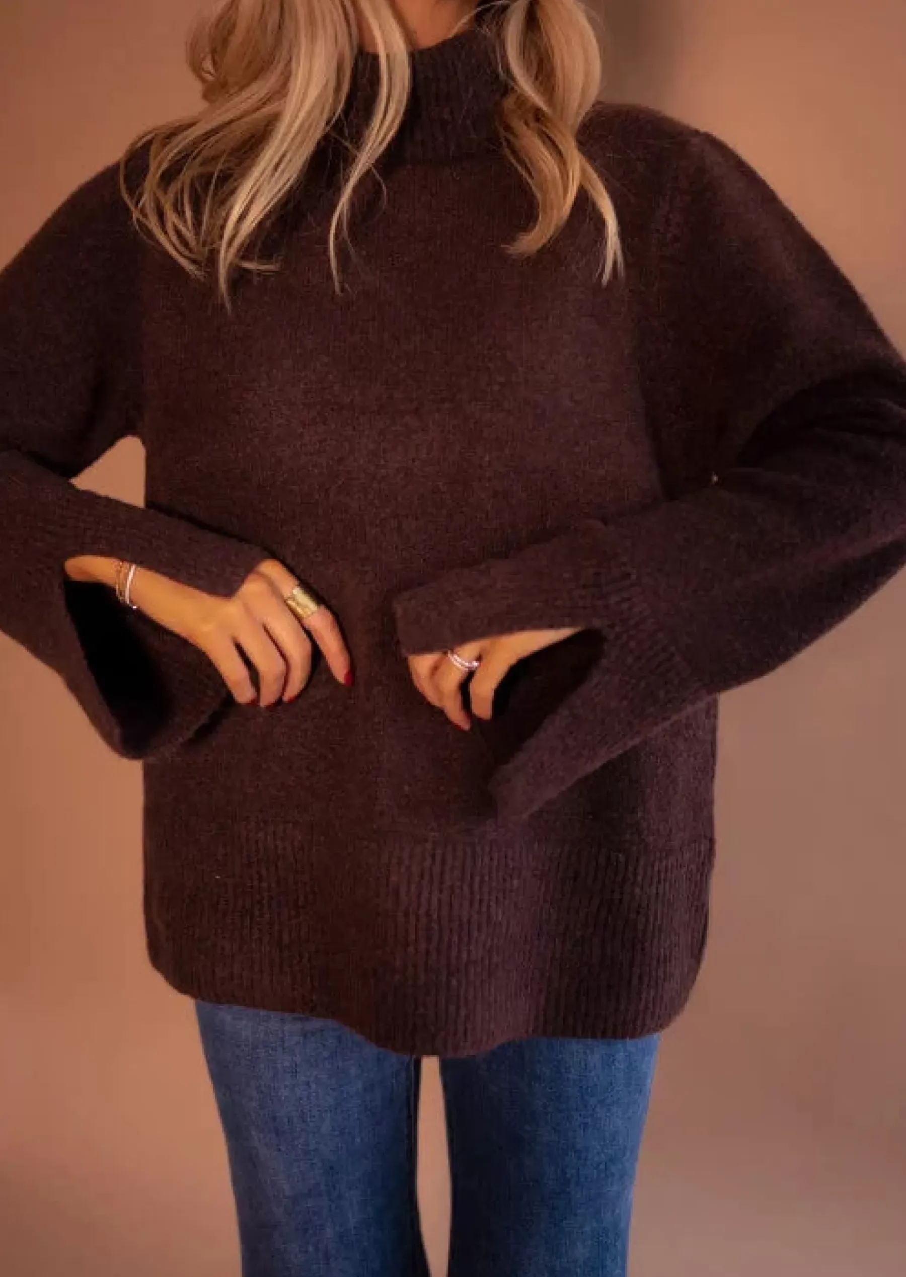 Pulls & Gilets-EASY-CLOTHES Pull Aurele - Couleur Chocolat - Col RouléEasy Clothes Chocolat