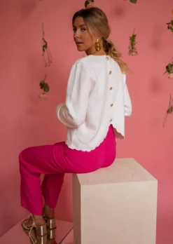 Pulls & Gilets-EASY-CLOTHES Pull Blanc | Bess | Intemporel | Easy Clothes Blanc       