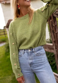 Pulls & Gilets-EASY-CLOTHES Pull Carla - Couleur Olive - Loose - Taille UniqueEasy Clothes Olive