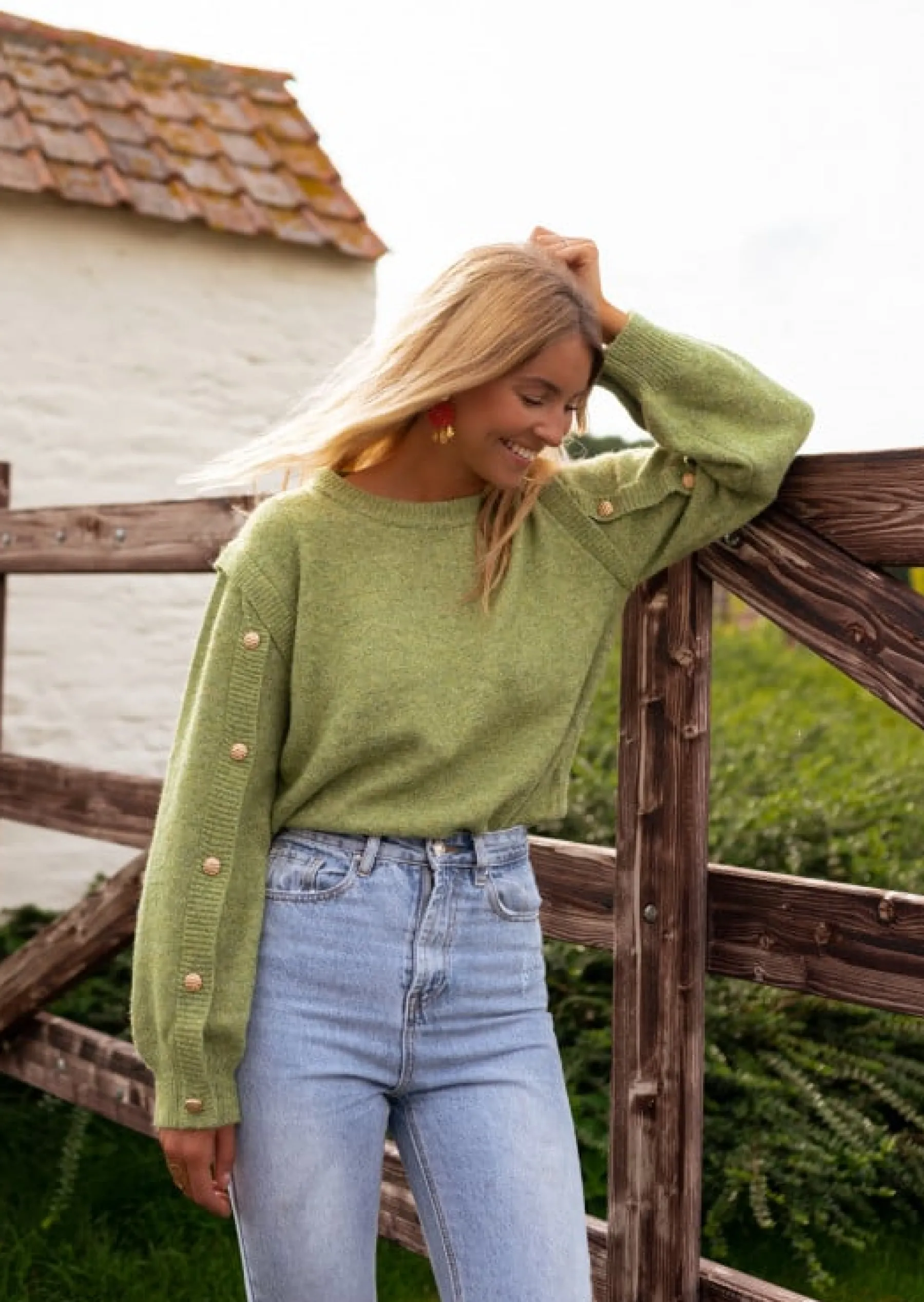 Pulls & Gilets-EASY-CLOTHES Pull Carla - Couleur Olive - Loose - Taille UniqueEasy Clothes Olive