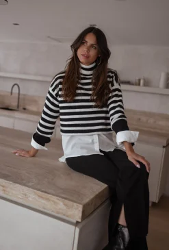 Pulls & Gilets-EASY-CLOTHES Pull Dyla - noir et blancEasy Clothes Noir et blanc