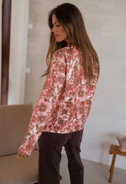 Pulls & Gilets-EASY-CLOTHES Pull Erica - rose à fleursEasy Clothes Rose à fleurs       