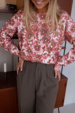 Pulls & Gilets-EASY-CLOTHES Pull Erica - rose à fleursEasy Clothes Rose à fleurs