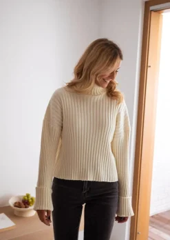 Pulls & Gilets-EASY-CLOTHES Pull Georgia Ecru - Col Roulé - DouxEasy Clothes Écru       