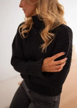 Pulls & Gilets-EASY-CLOTHES Pull Georgia Noir - Col Roulé - DouxEasy Clothes Noir       