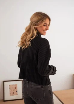 Pulls & Gilets-EASY-CLOTHES Pull Georgia Noir - Col Roulé - DouxEasy Clothes Noir       