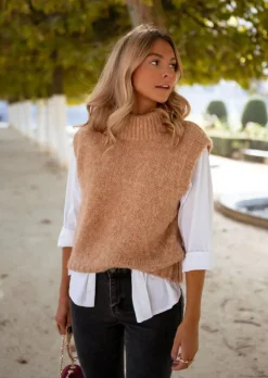 Pulls & Gilets-EASY-CLOTHES Pull Grenoble - Sans Manche - CamelEasy Clothes Camel
