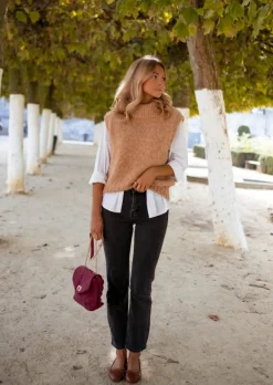 Pulls & Gilets-EASY-CLOTHES Pull Grenoble - Sans Manche - CamelEasy Clothes Camel       