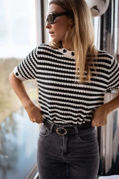 Pulls & Gilets-EASY-CLOTHES Pull Ilea - À manches courtes lignéesEasy Clothes À manches courtes lignées