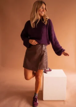 Pulls & Gilets-EASY-CLOTHES Pull Joela - Prune - Col Rond - Made In ItalyEasy Clothes Prune       