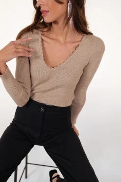 Pulls & Gilets-EASY-CLOTHES Pull Juno - taupeEasy Clothes Taupe       