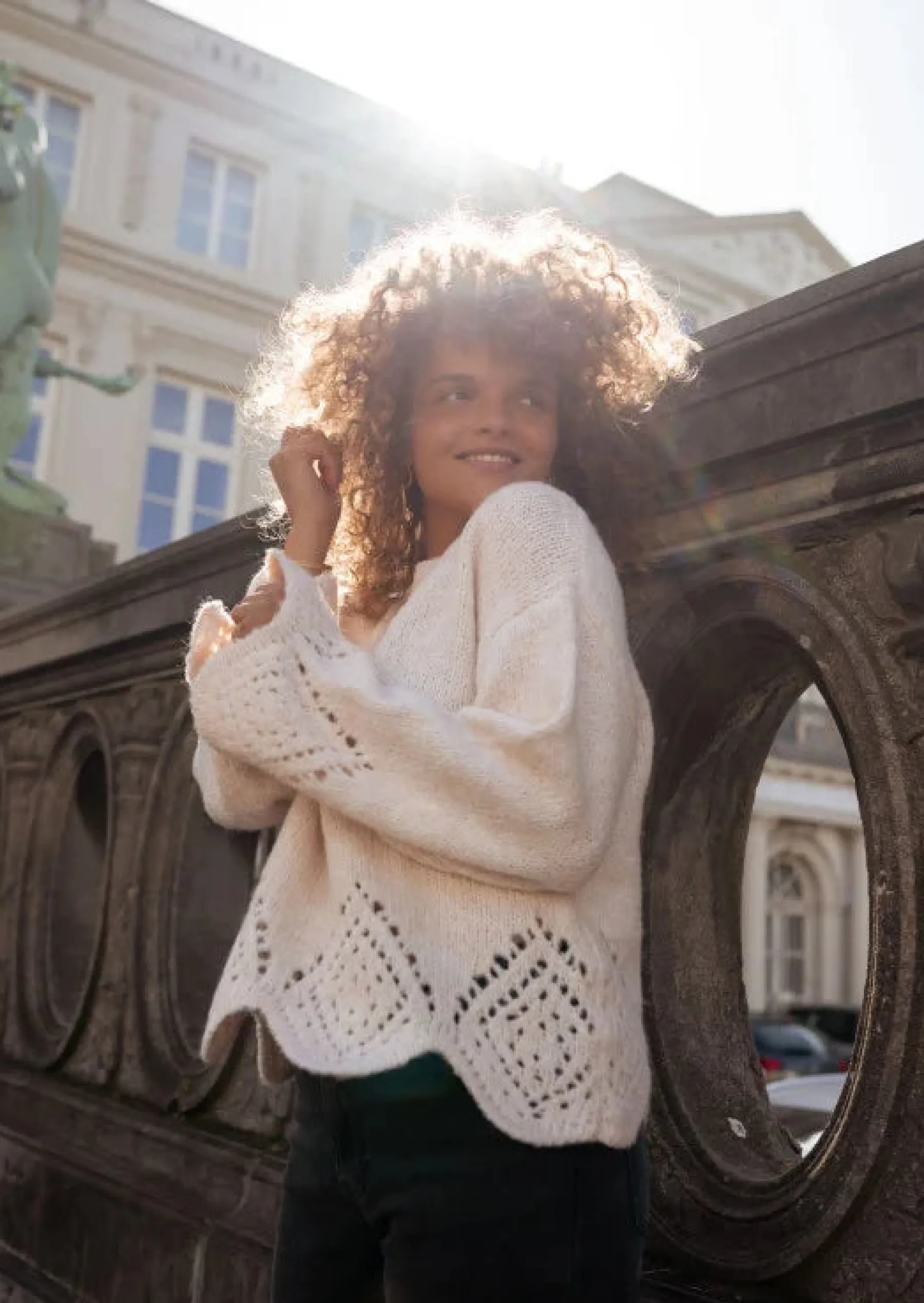 Pulls & Gilets-EASY-CLOTHES Pull Karl Beige - Manches Amples - Effet BroderieEasy Clothes Beige