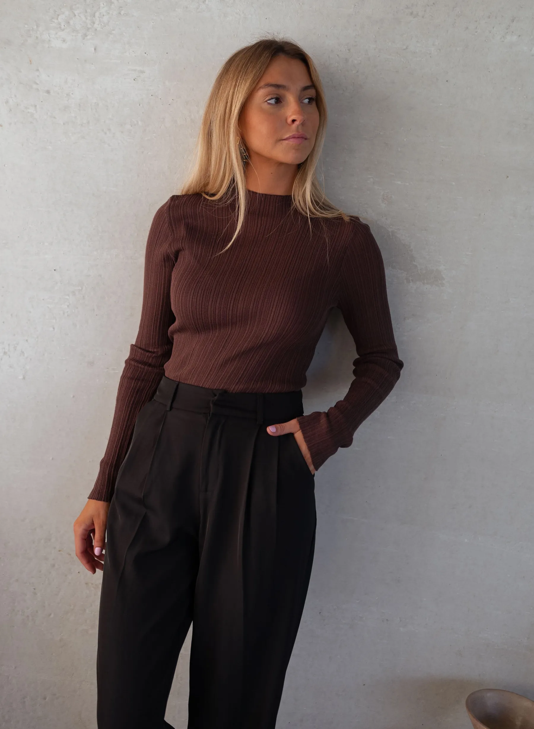 Pulls & Gilets-EASY-CLOTHES Pull Lucie - en maille fine brunEasy Clothes En maille fine brun
