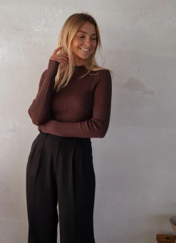 Pulls & Gilets-EASY-CLOTHES Pull Lucie - en maille fine brunEasy Clothes En maille fine brun