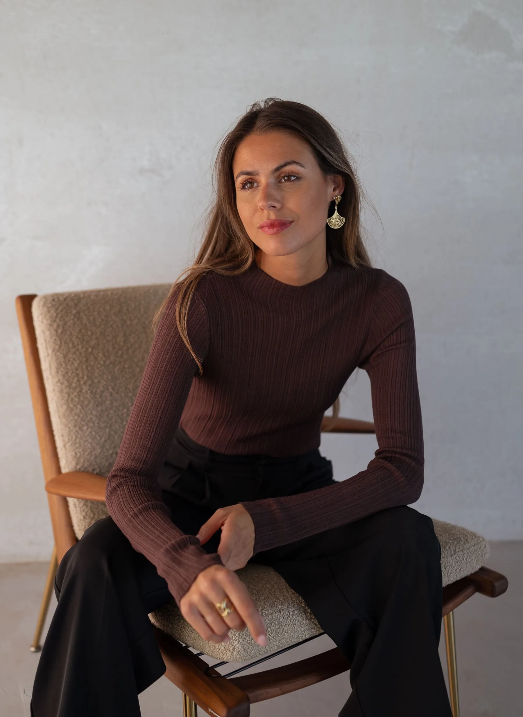 Pulls & Gilets-EASY-CLOTHES Pull Lucie - en maille fine brunEasy Clothes En maille fine brun