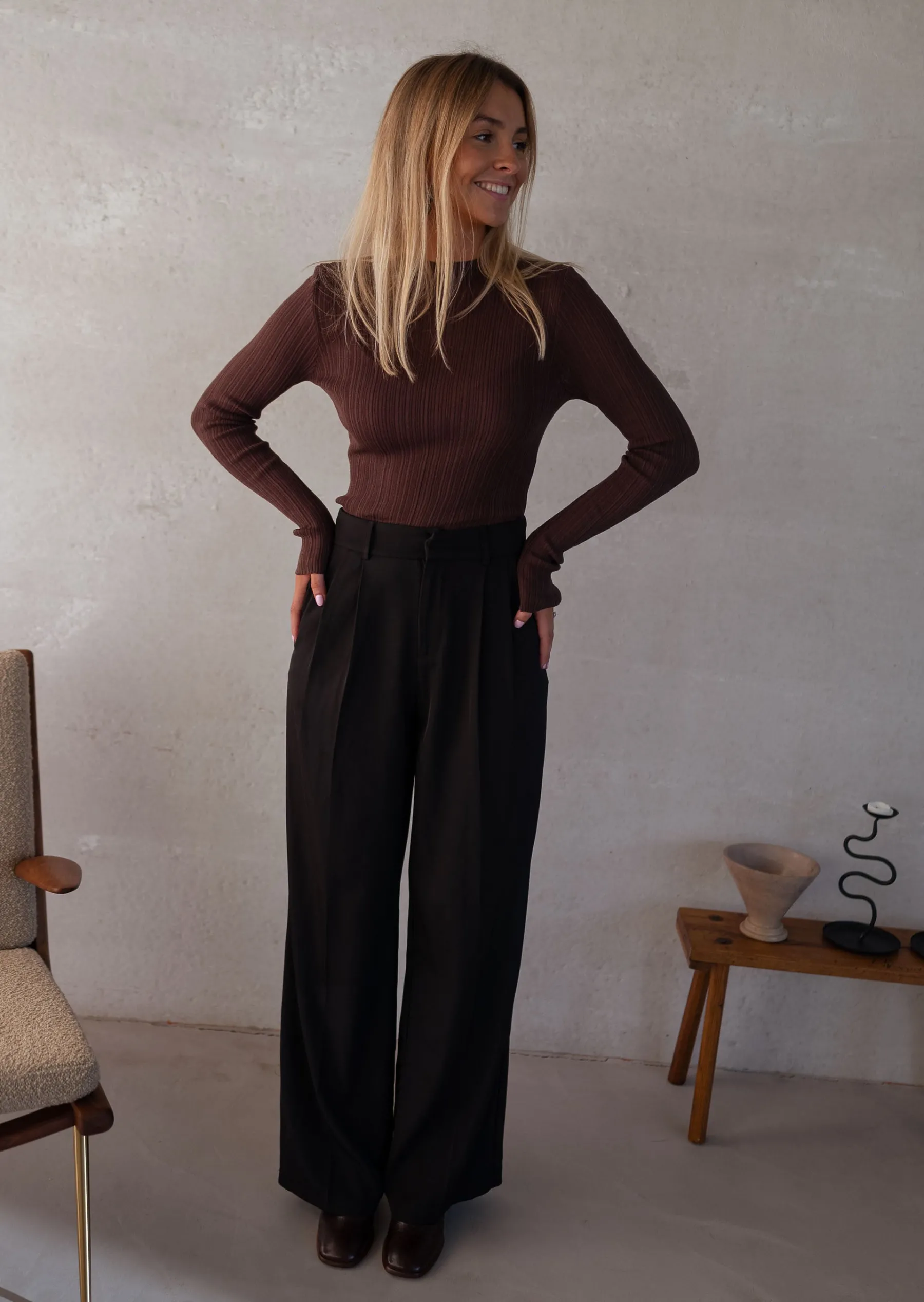 Pulls & Gilets-EASY-CLOTHES Pull Lucie - en maille fine brunEasy Clothes En maille fine brun