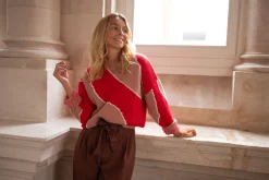Pulls & Gilets-EASY-CLOTHES Pull Maleka - rouge et vieux roseEasy Clothes Rouge et vieux rose