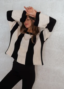 Pulls & Gilets-EASY-CLOTHES Pull Masson - écru et noirEasy Clothes Écru et noir
