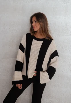 Pulls & Gilets-EASY-CLOTHES Pull Masson - écru et noirEasy Clothes Écru et noir