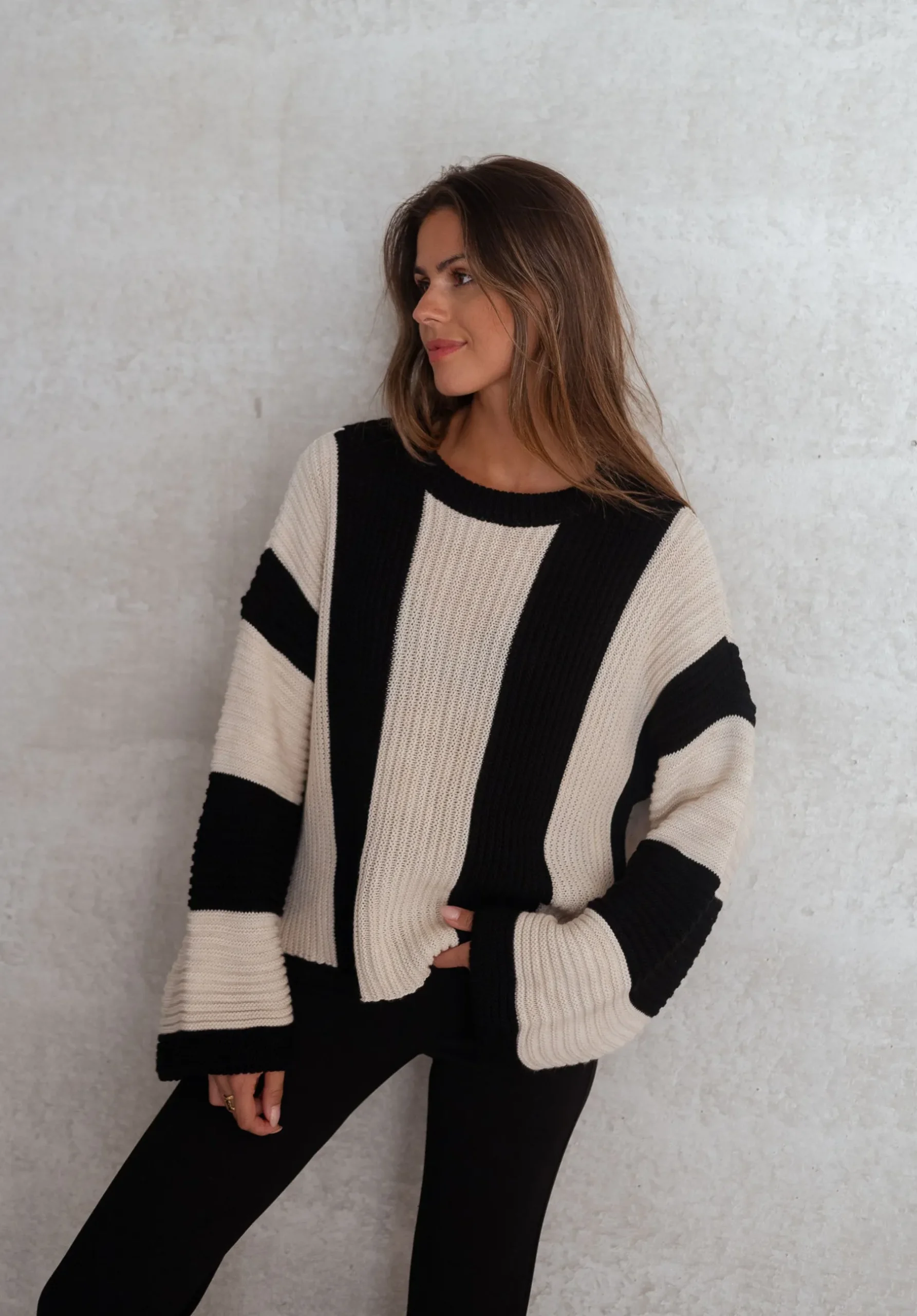 Pulls & Gilets-EASY-CLOTHES Pull Masson - écru et noirEasy Clothes Écru et noir