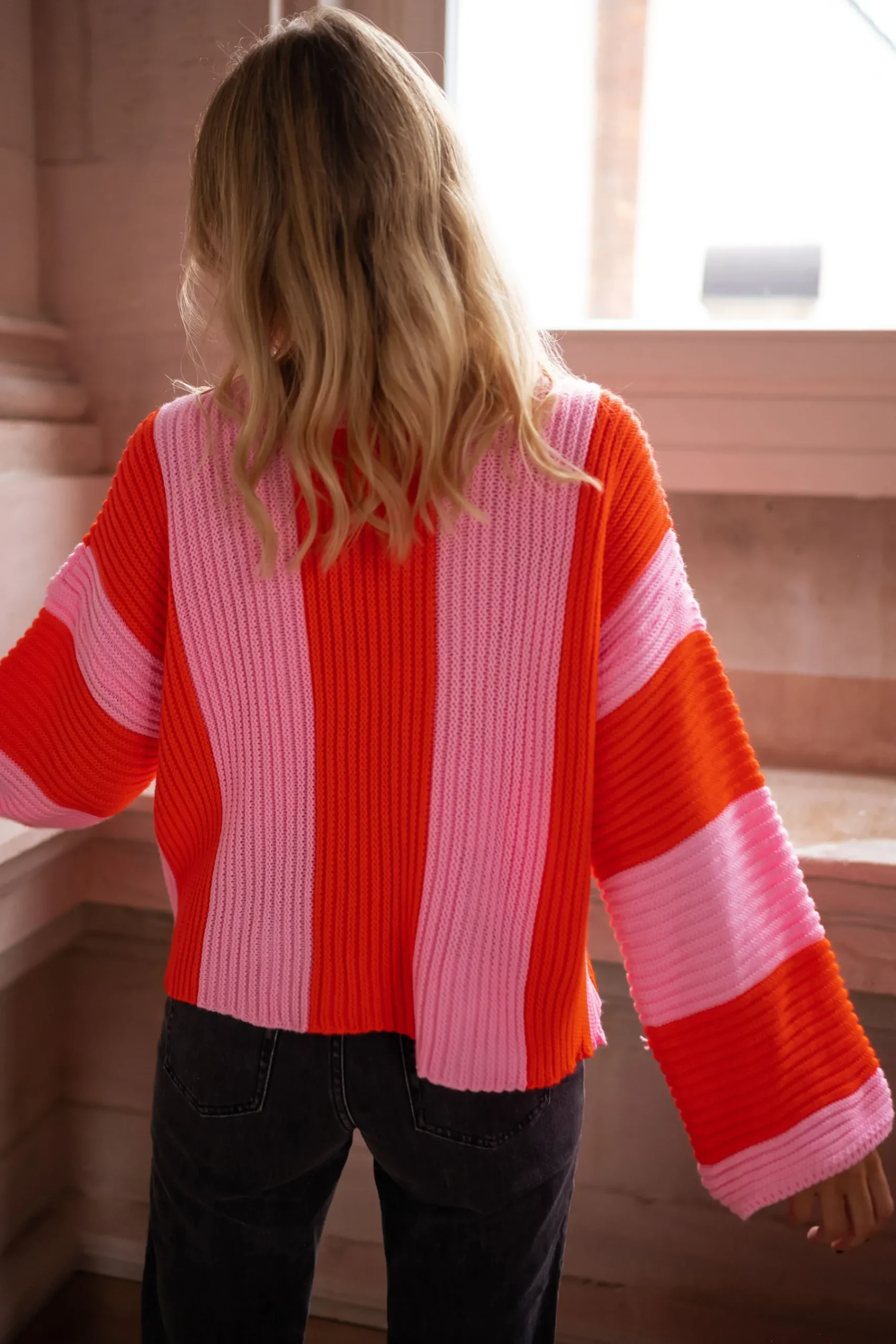 Pulls & Gilets-EASY-CLOTHES Pull Masson - rose et orangeEasy Clothes Rose et orange