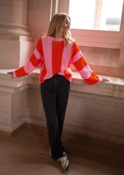 Pulls & Gilets-EASY-CLOTHES Pull Masson - rose et orangeEasy Clothes Rose et orange