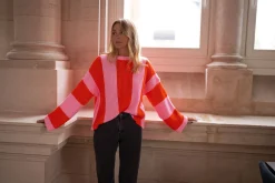 Pulls & Gilets-EASY-CLOTHES Pull Masson - rose et orangeEasy Clothes Rose et orange