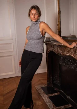 Pulls & Gilets-EASY-CLOTHES Pull Mia - Gris - Sans MancheEasy Clothes Gris       