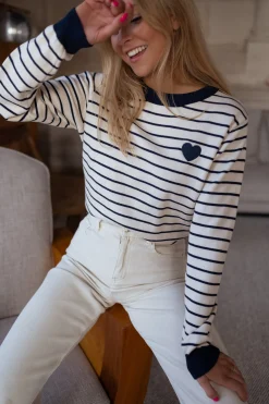 Pulls & Gilets-EASY-CLOTHES Pull Milano - à lignes écru et bleuEasy Clothes À lignes écru et bleu       