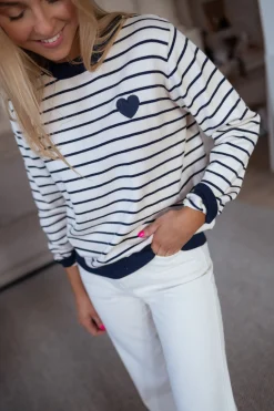 Pulls & Gilets-EASY-CLOTHES Pull Milano - à lignes écru et bleuEasy Clothes À lignes écru et bleu