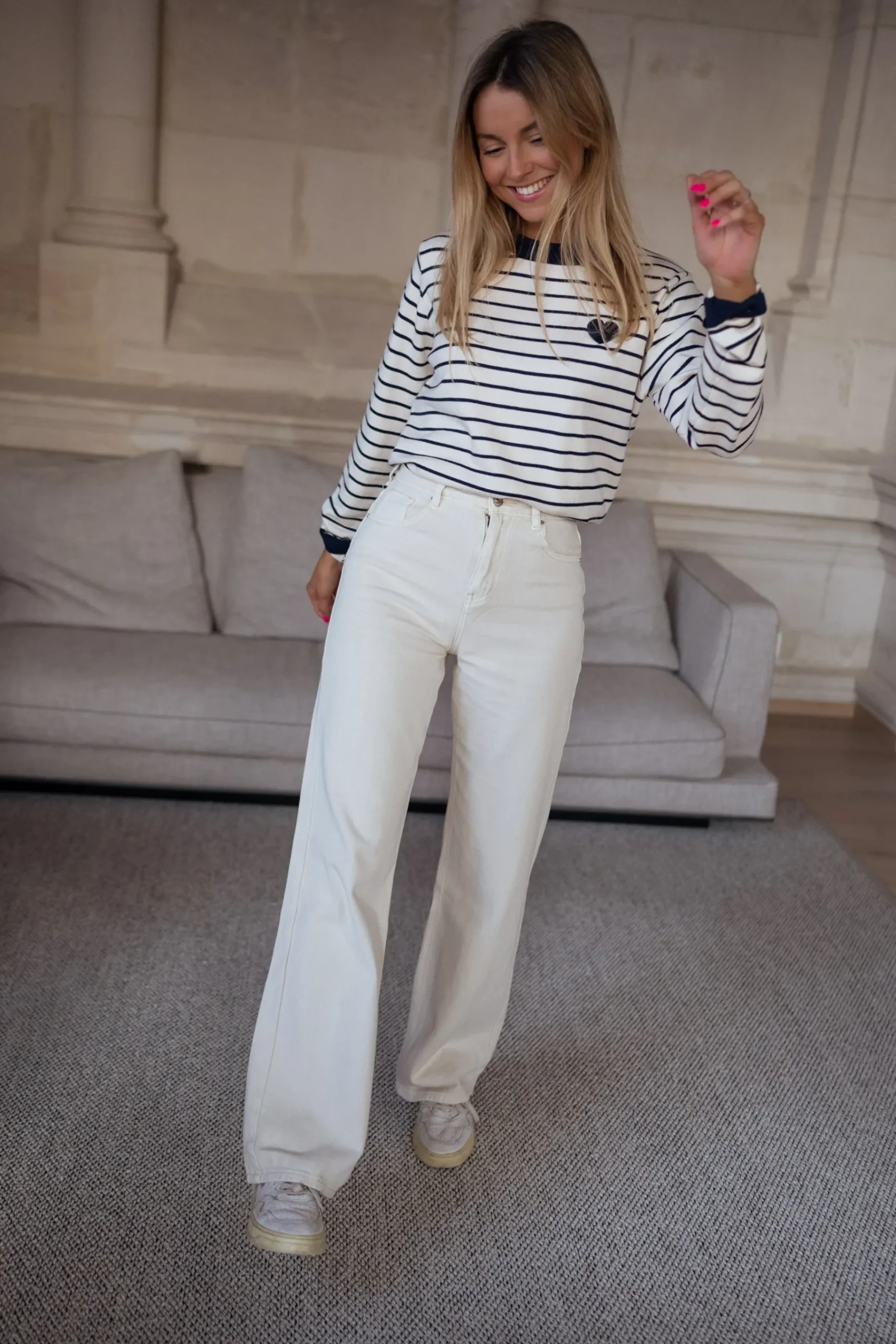 Pulls & Gilets-EASY-CLOTHES Pull Milano - à lignes écru et bleuEasy Clothes À lignes écru et bleu