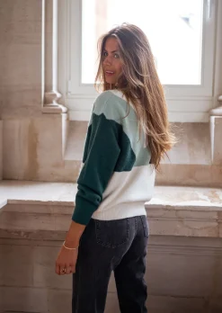 Pulls & Gilets-EASY-CLOTHES Pull Neve - vert et écruEasy Clothes Vert et écru       