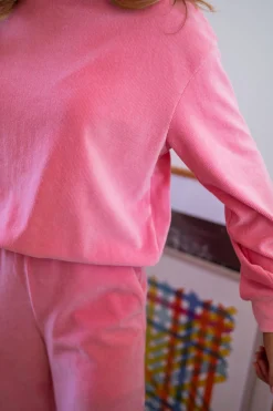 Pulls & Gilets-EASY-CLOTHES Pull Nino - rose en veloursEasy Clothes Rose en velours       