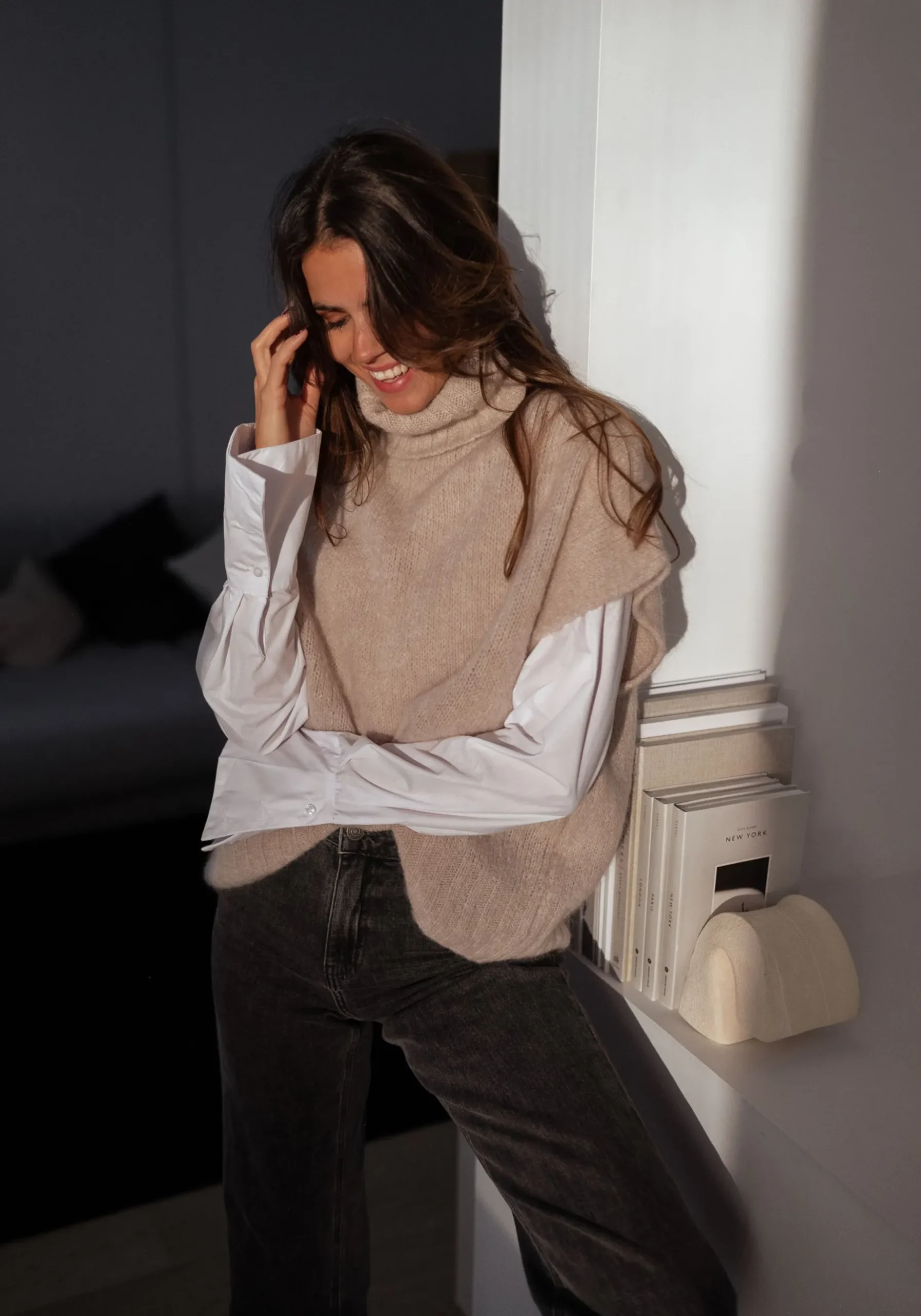 Pulls & Gilets-EASY-CLOTHES Pull Noa - beige manches courtesEasy Clothes Beige manches courtes