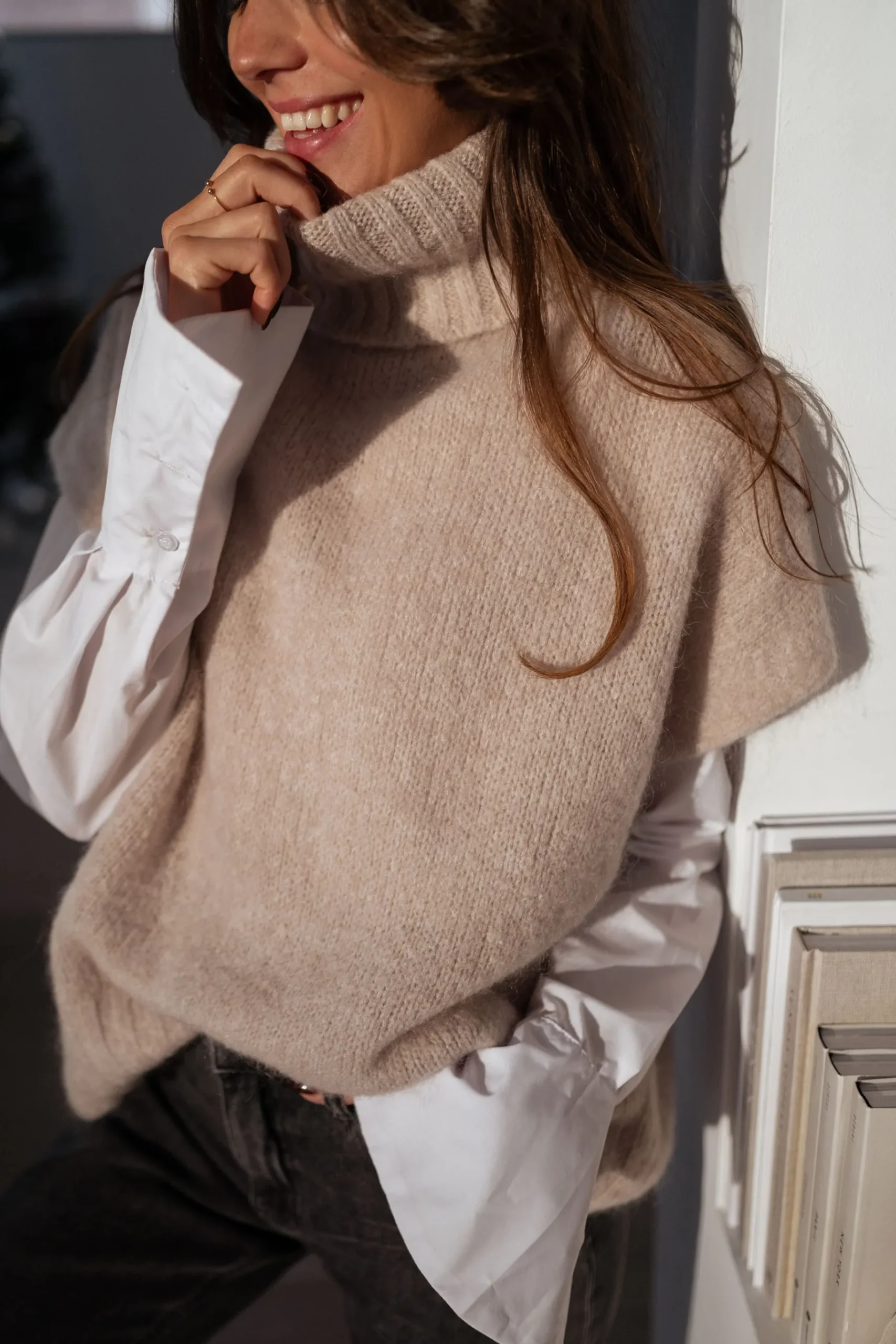 Pulls & Gilets-EASY-CLOTHES Pull Noa - beige manches courtesEasy Clothes Beige manches courtes
