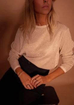 Pulls & Gilets-EASY-CLOTHES Pull Nohé - Doré à Paillettes - Col RondEasy Clothes Doré à paillettes       